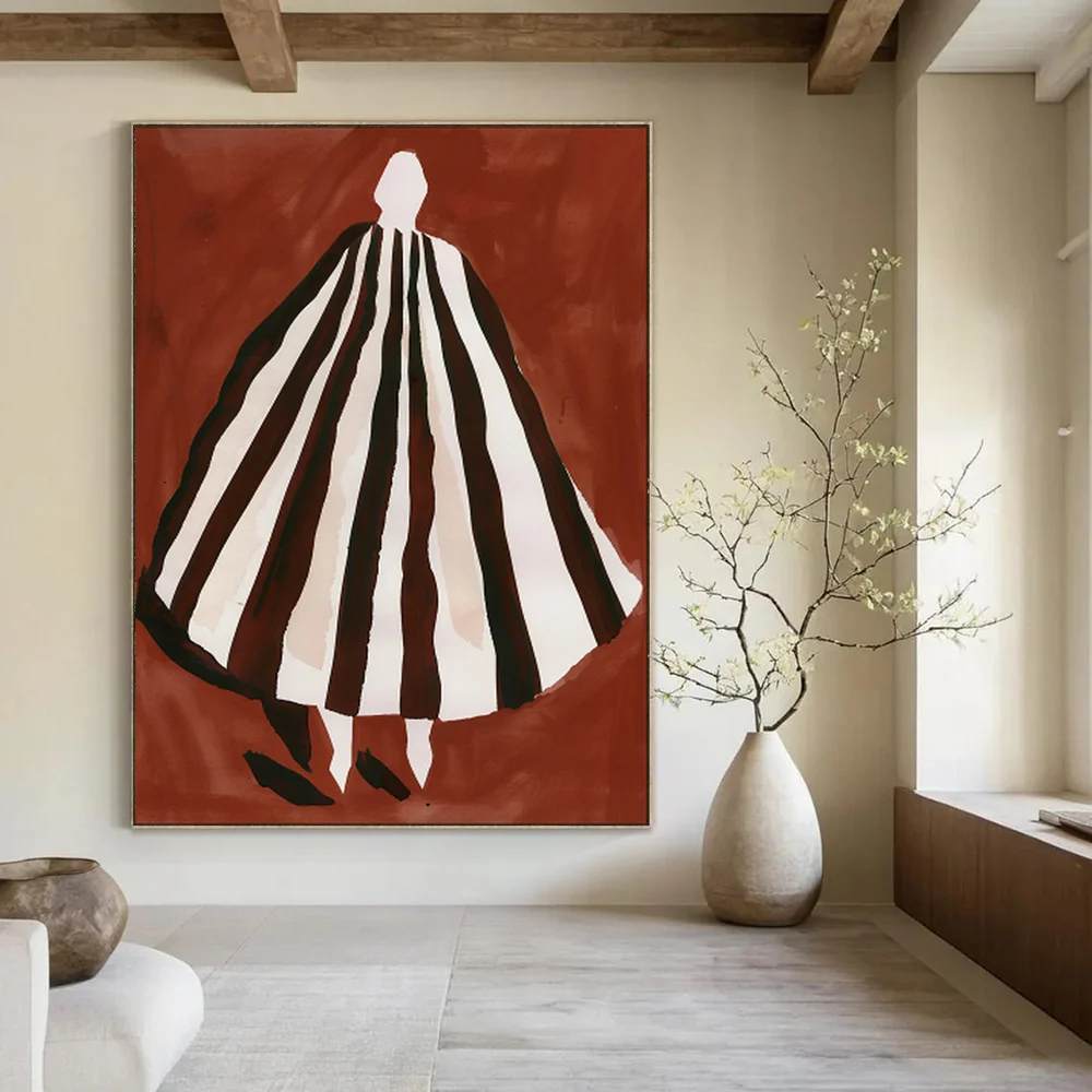 Red Handmade Figure Dramatic Abstract Artwork W15FL